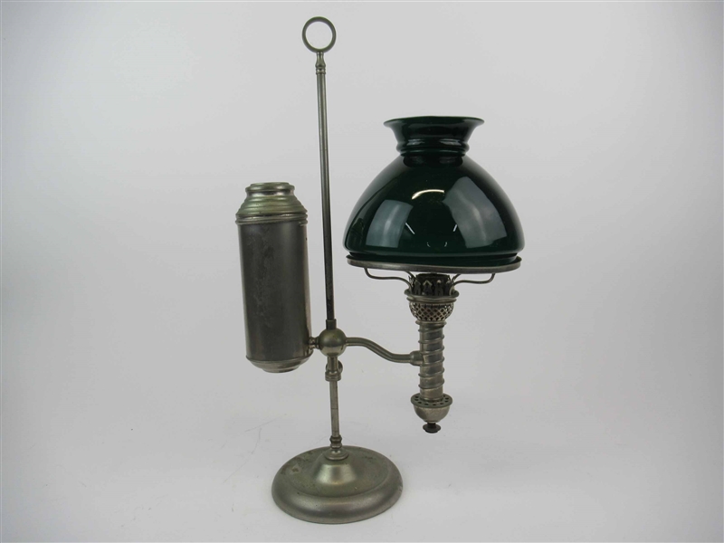 Vintage Oil Lamp with Green Shade