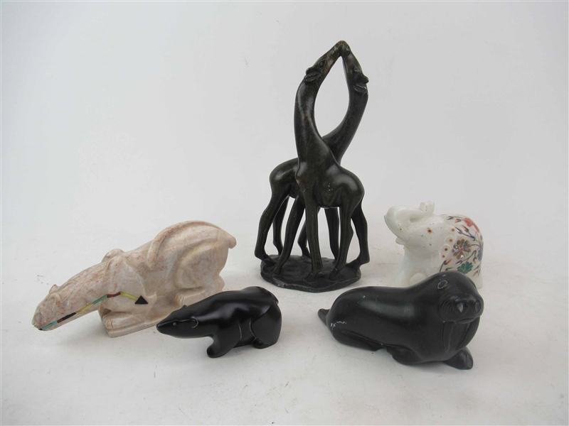 Group of Assorted Stone Animal Figurines
