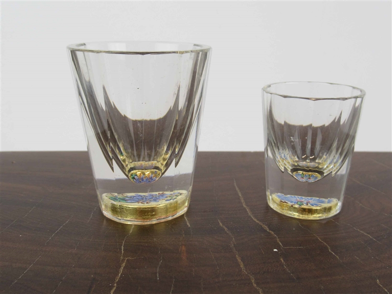 Two Antique Baccarat Millefiore Shot Glasses