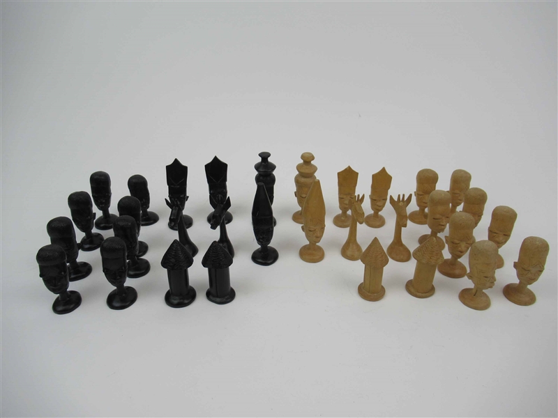 Hand Carved African Wood Chess Pieces
