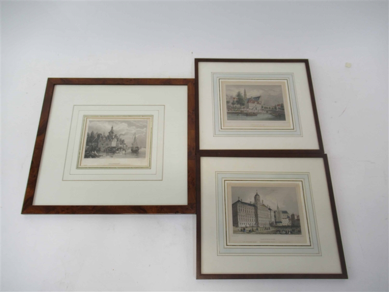 Two Antique Steel Engravings of Amsterdam