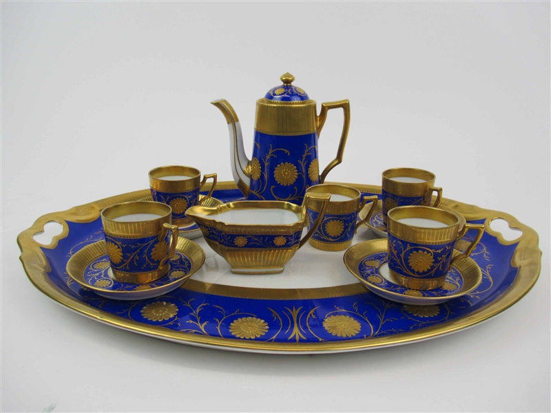 Fraureuth Cobalt Blue and Gold Demi-tasse Set