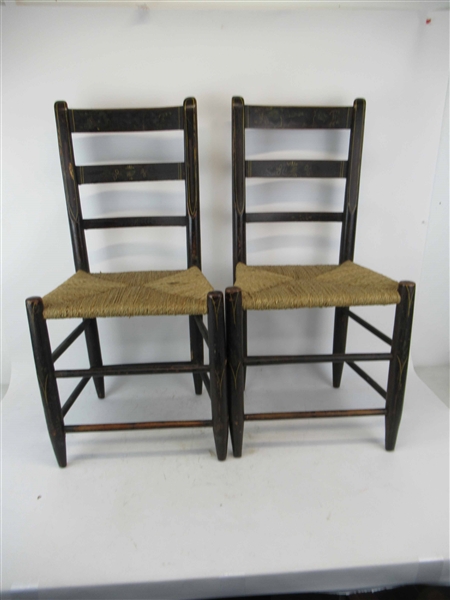 Set of Four Federal Rush Seat Side Chairs