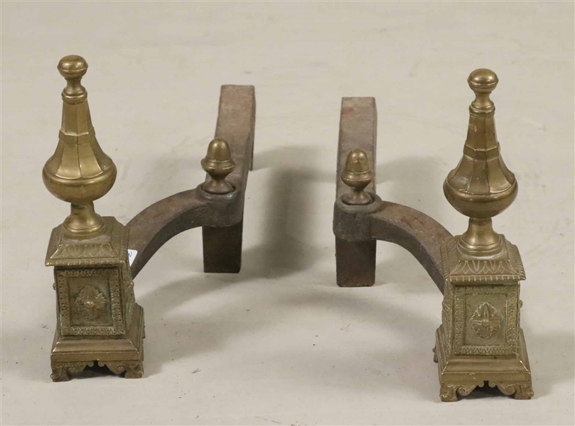 Pair of Cast-Brass Diminutive Andirons