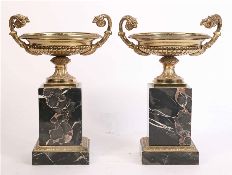 Pair of Italian Neoclassical Style Brass Tazzas 