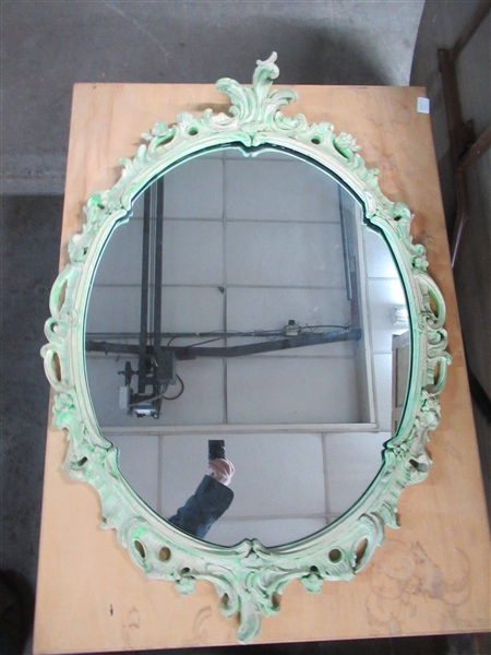 Italian Style Carved Wood Oval Wall Mirror