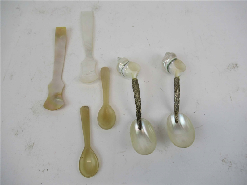 Pair of Mother of Pearl Seashell Caviar Spoons
