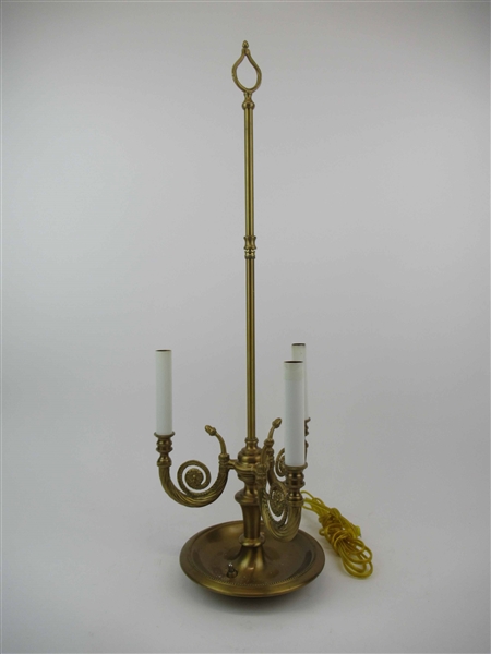 French Style  Brass Three Light Bouillotte Lamp