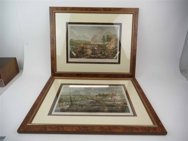 Two French Colored Engravings of Battle Scenes