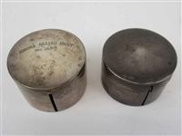 Two Sterling Silver Circular Stamp Boxes