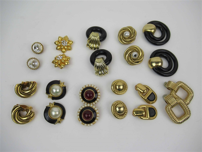Eleven Pair Gold Tone Ear Clips