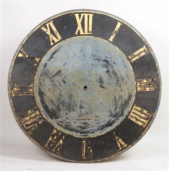 Black-and-Gold Painted Metal Clock Face
