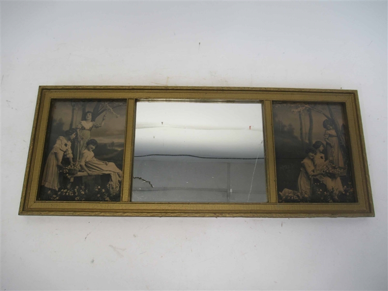 Gilt Painted Three Part Hanging Wall Mirror