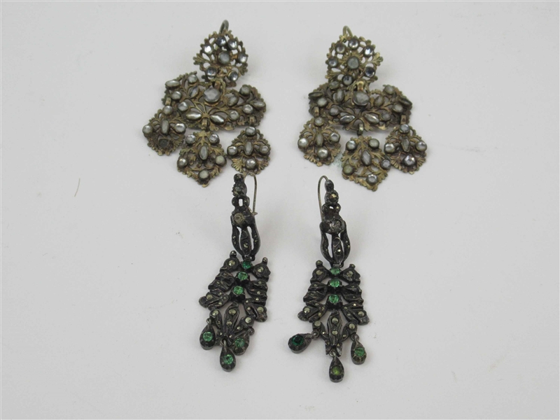 Two Pair Indian Drop Pendant Earrings