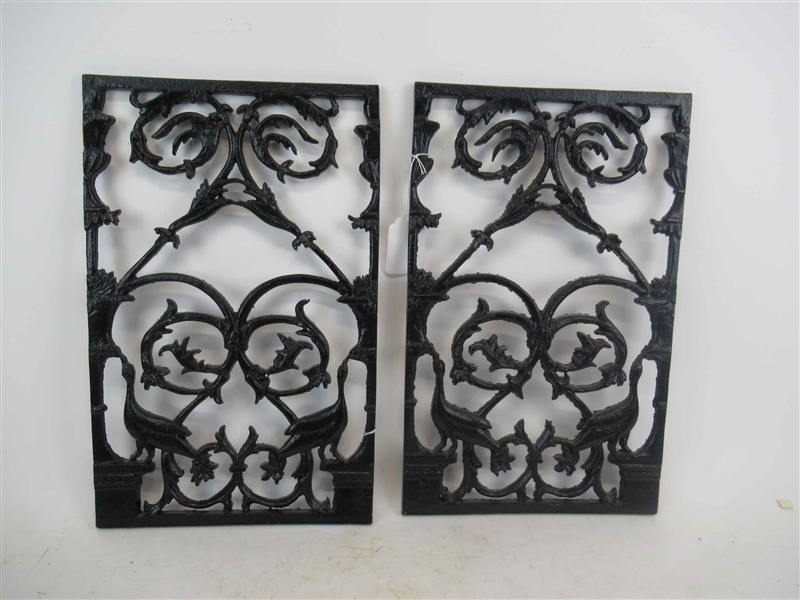 Two Black Painted Iron Grates