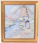 Gouache Dutch Windmill, Eleanor Parke Custis