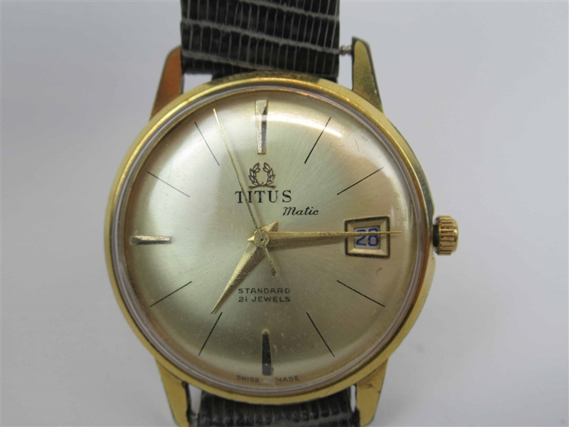 Vintage Swiss Titus Gold Filled Mens Dress Watch