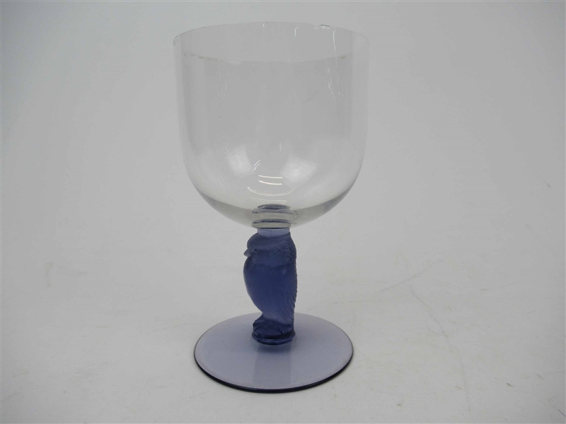 Rare R. Lalique Rapace Purple Bird Stemware Glass
