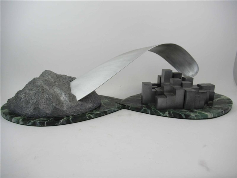 Modern Aluminum Sculpture with Faux Marble  Base
