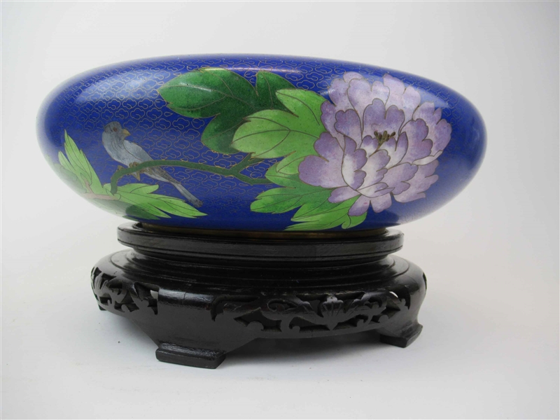 Chinese Cloisonne Floral and Bird Decorated Bowl