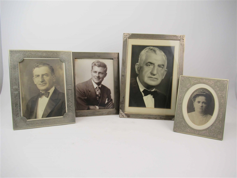 Group of 4 Vintage Silver Plated Picture Frames