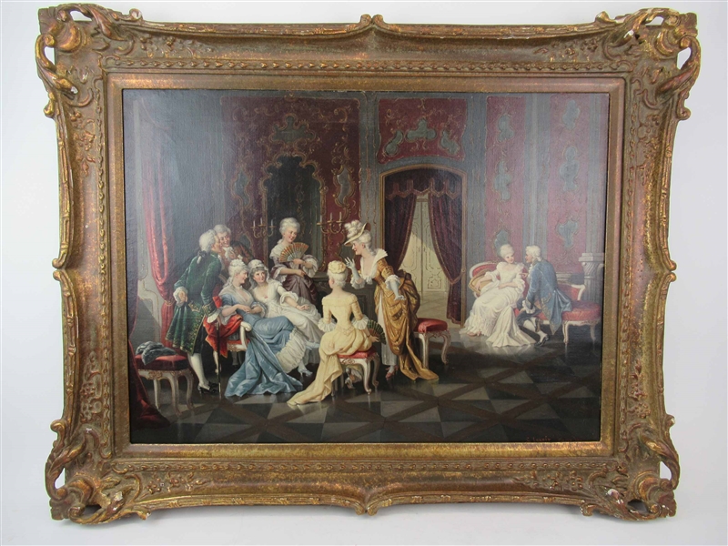 Oil On Canvas of French Paris Court Scene