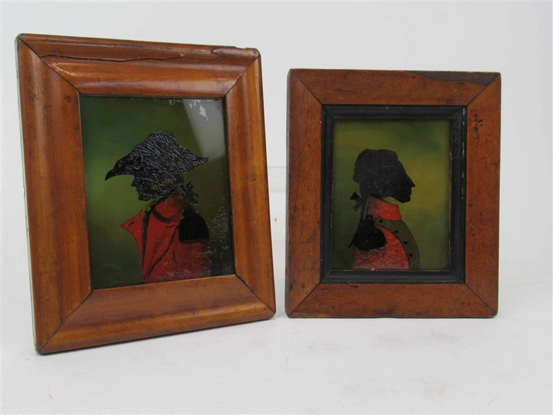 Two Antique Eglomise Silhouettes of Generals