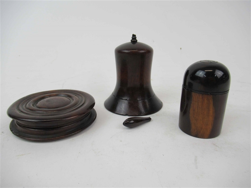 Three Antique Carved Wooden Snuff Boxes
