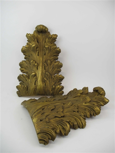 Pair of Gilt Acanthus Carved Architectural Panels