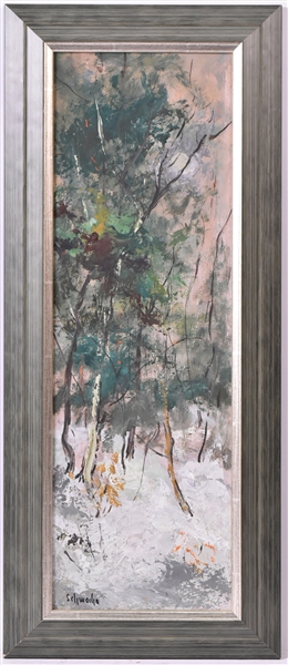 Oil on Panel, Winter Forest, George Schwacha Jr.