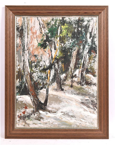 Oil on Panel, Grove of Trees, George Schwacha