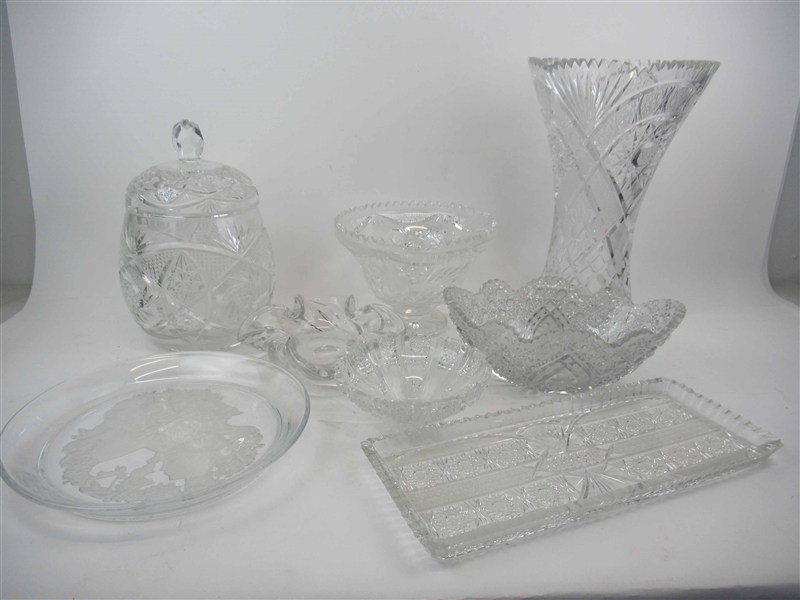 Group of  Cut and Pressed Glass Table Articles