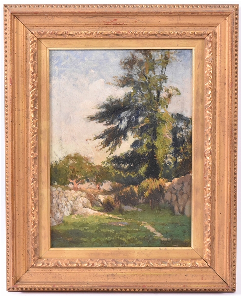 Oil on Canvas Landscape with Wall Eugene Smythe