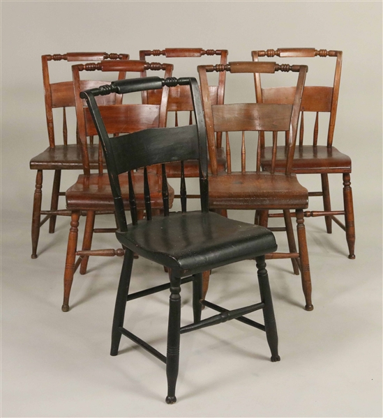 Six Federal Pine and Maple Dining Chairs