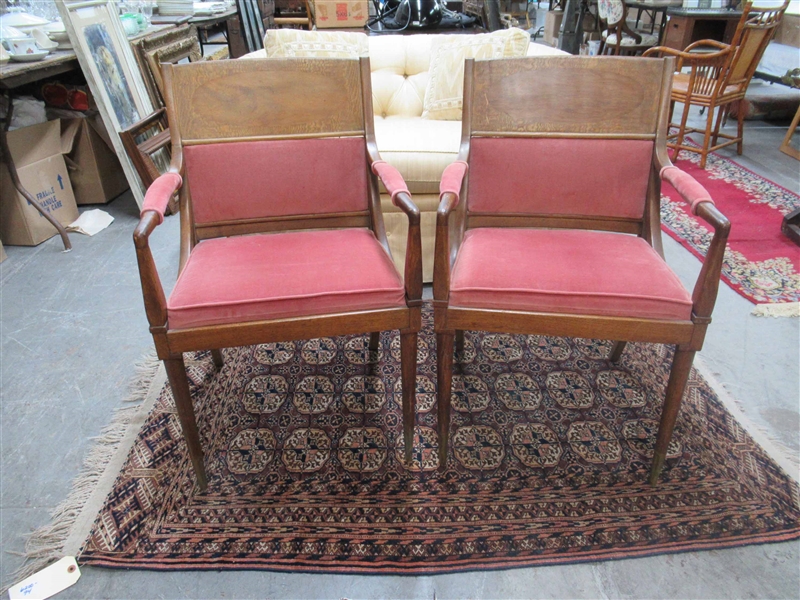 Pair of Fruitwood Modern Armchairs
