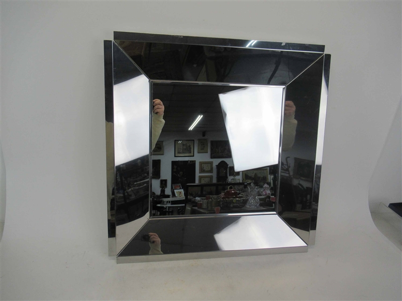 Modern Italian Design Chrome Wall Mirror