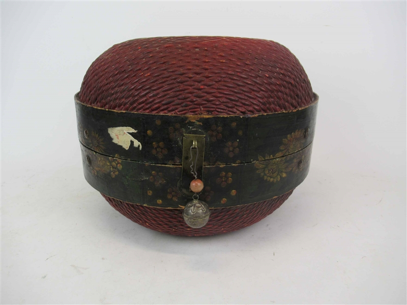 Vintage Chinese Floral Decorated Dome Box