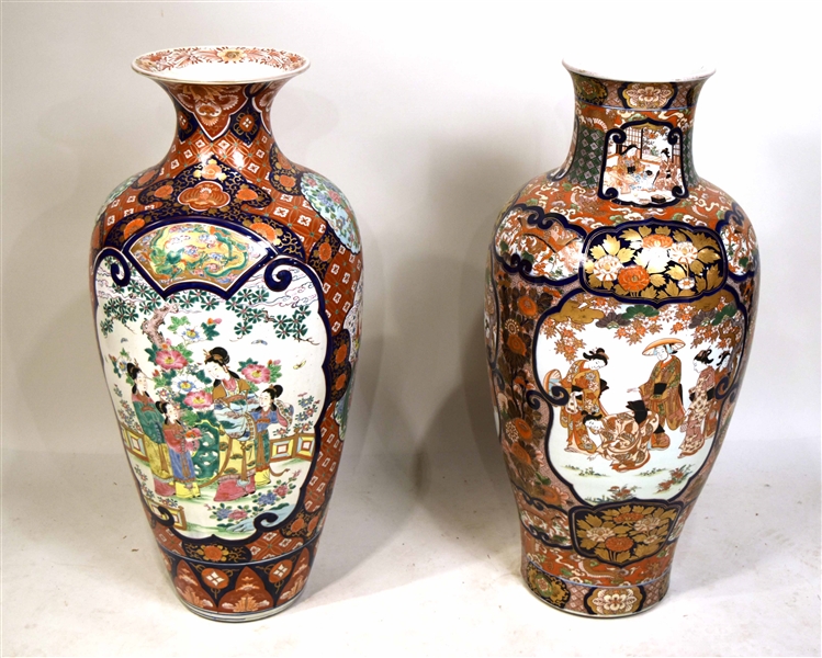 Two Similar Japanese Imari Pattern Floor Vases