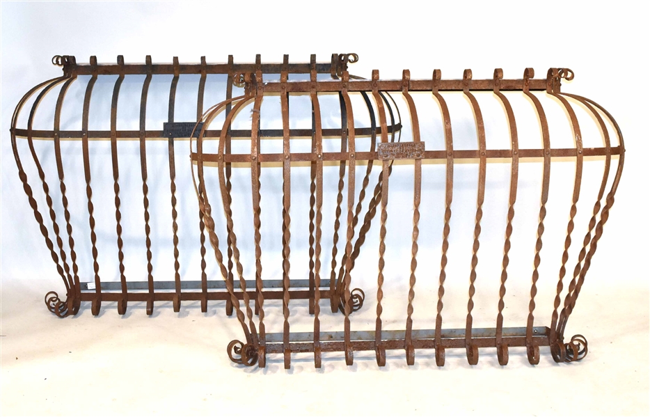 Pair of Stone-Top Wrought-Iron Console Tables