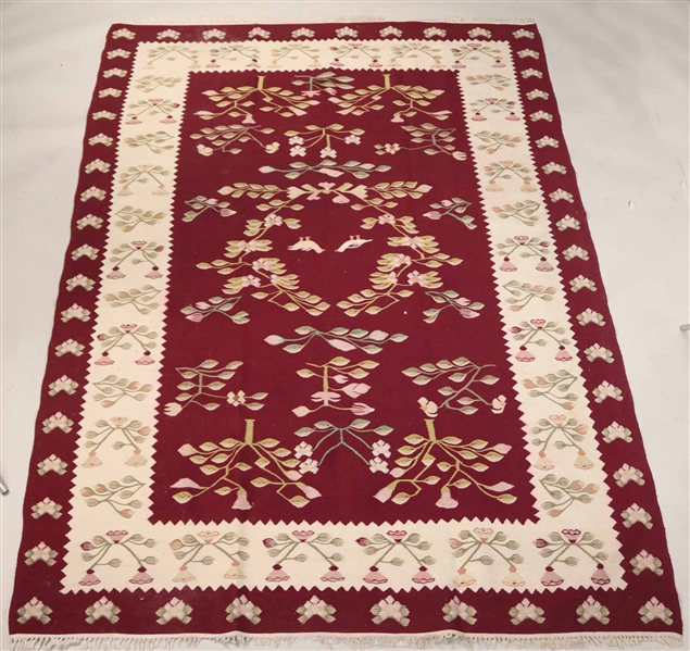 Contemporary Wool Floral Decorated Rug