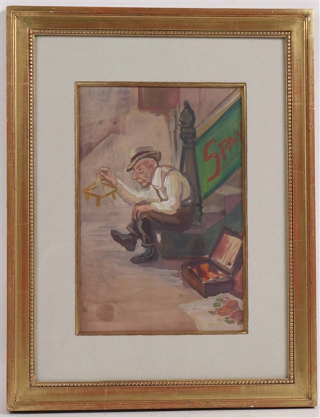 Gouache, "Old Man" Attributed to Don Freeman