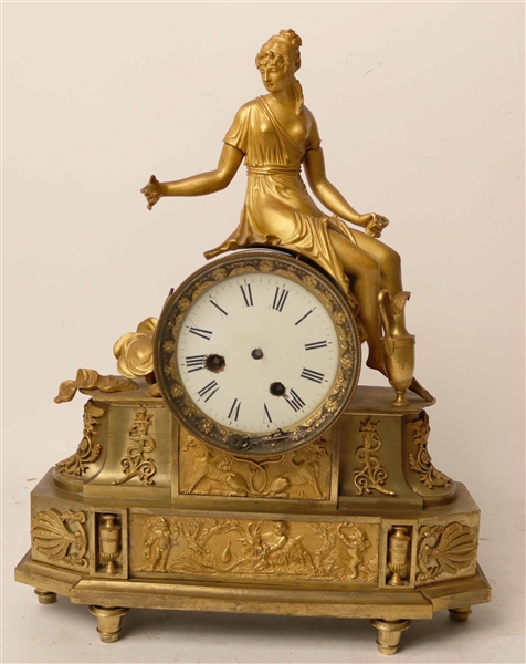 Neoclassical Gilt Metal Ormolu Mounted Clock