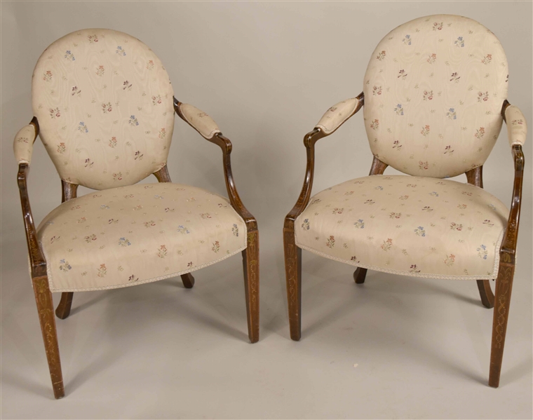 Pair of George III Paint-Decorated Armchairs