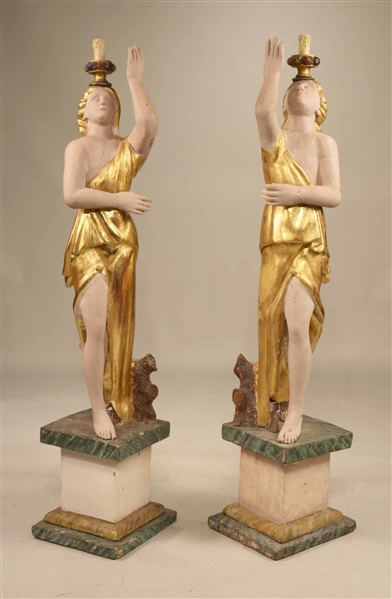 Pair of Neoclassical Style Figural Torcheres
