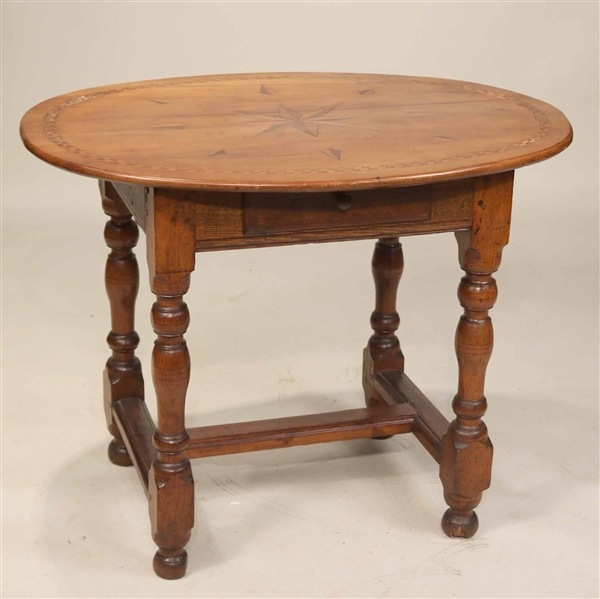 William and Mary Inlaid Cherrywood Tavern Table