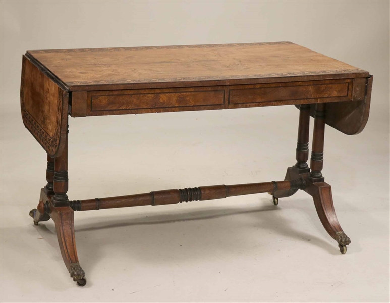Regency Inlaid and Figured Oak Sofa Table