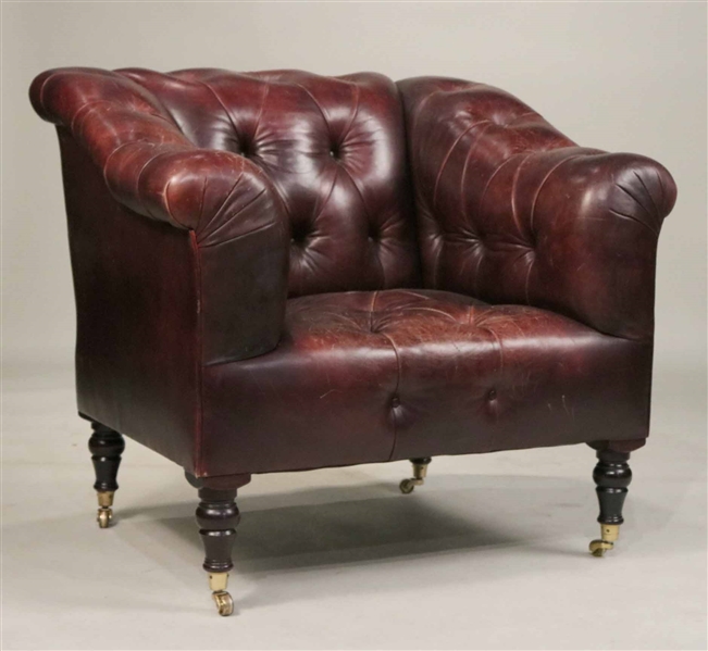 Burgundy Leather Chesterfield Club Chair