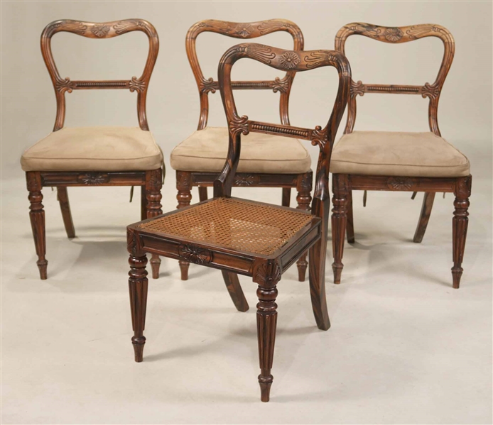 Four Regency Carved Calamander Dining Chairs