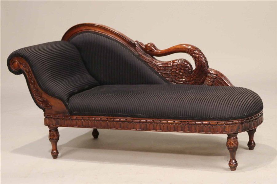 Classical Style Carved Mahogany Childs Recamier