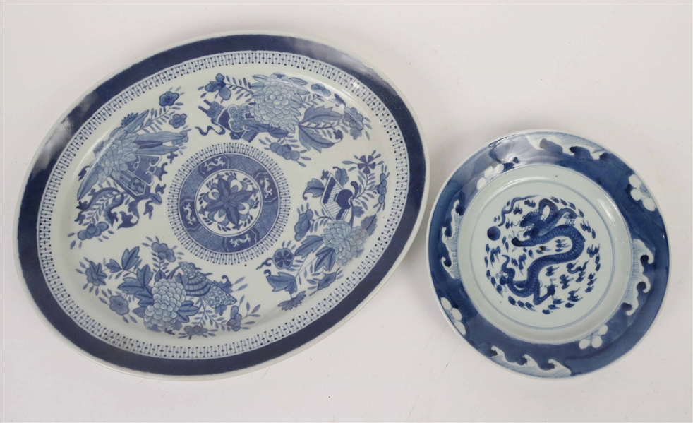 Two Chinese Export Blue and White Plates